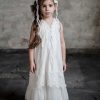 Μακρύ φόρεμα σε λευκό χρώμα με τούλι