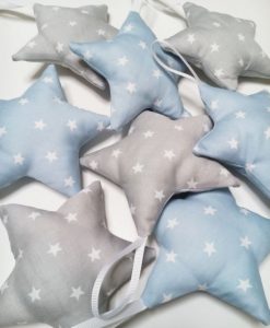 Δώρα για νεογέννητο μαξιλαράκι αστέρι γκρι και γαλάζιο πουά